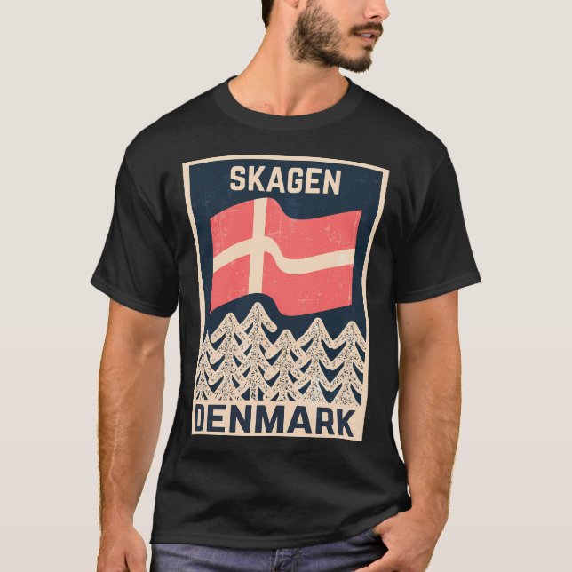 Vintage Skagen Danmark Design T Shirt (Framsida)