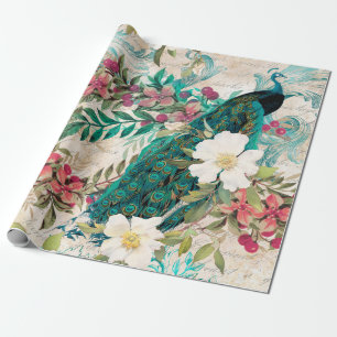 Vintage Skaldjur och Rosa Blommigt Presentpapper
