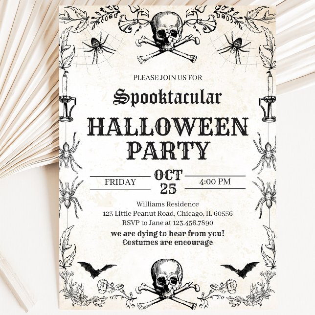 Vintage Skalle Halloween Födelsedag Inbjudningar (Skapare uppladdad)