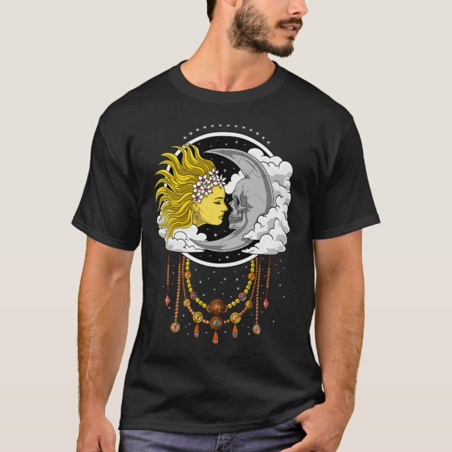 Vintage Skalle Måne T Shirt (Framsida)