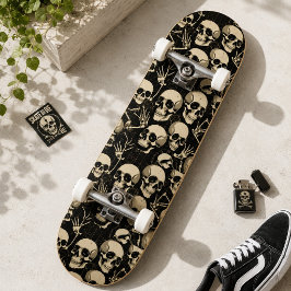 Vintage Skalle & Skelett Mönster Gotisk Mini Skateboard Bräda 18,5 Cm