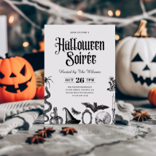 Vintage Skalle Vuxen Halloween Soiré Inbjudan