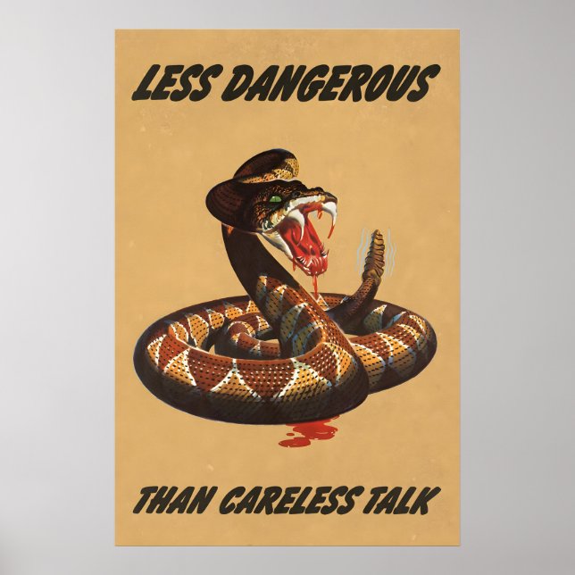 Vintage Skallerorm  Finkonsttryck. Krigstid Poster (Framsidan)