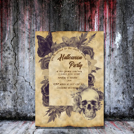 vintage skallgotisk spooky halloween inbjudningar