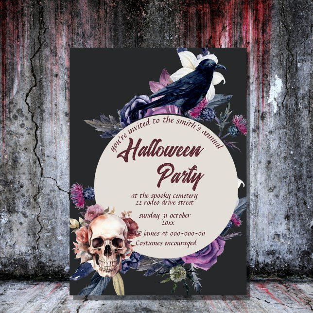 vintage skallgotisk spooky halloween inbjudningar (Skapare uppladdad)
