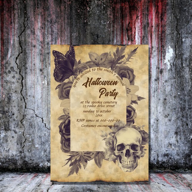 vintage skallgotisk spooky halloween inbjudningar (Skapare uppladdad)