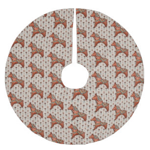 Vintage Skandinavien Folk Art Dala Horse Julgransmatta Borstad Polyester