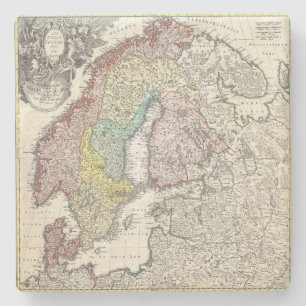 Vintage Skandinavien Karta Stenunderlägg