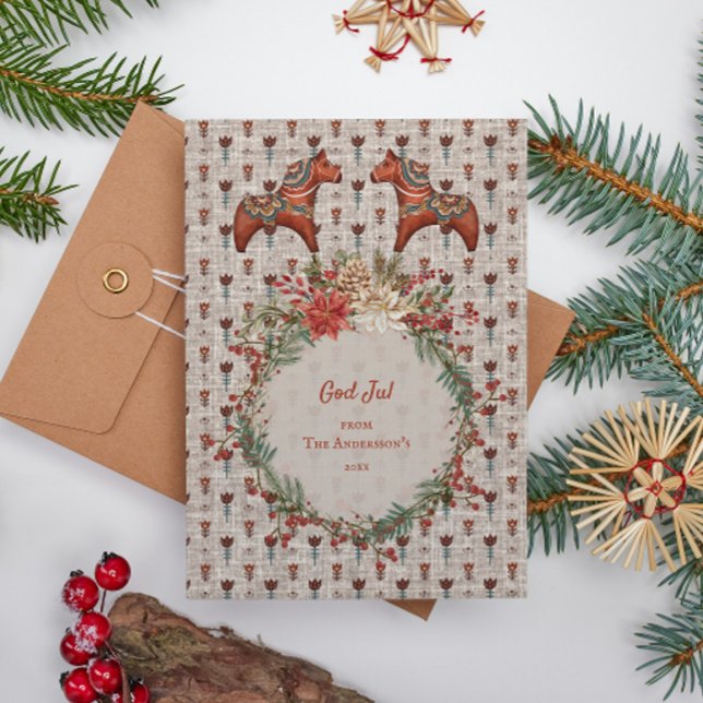 Vintage Skandinavien Kultur Konst Dalarna jul Julkort (Skapare uppladdad)