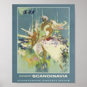 Vintage Skandinavien Travel Advertisement Poster