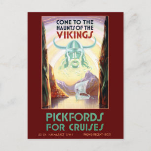 Vintage Skandinavien Vikings Cruise Travel Vykort