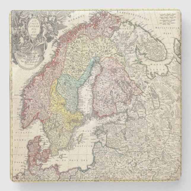 Vintage Skandinavienkarta Stenunderlägg (Framsidan)