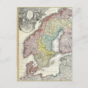 Vintage skandinavisk karta vykort