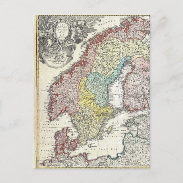 Vintage skandinavisk karta vykort (Framsida)
