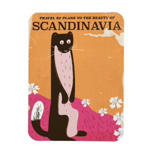 Vintage Skandinaviska reseaffisch. Magnet