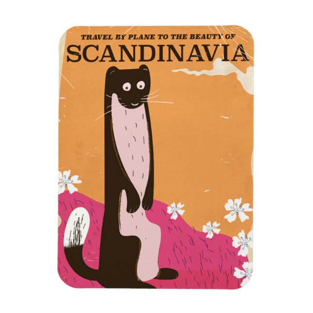 Vintage Skandinaviska reseaffisch. Magnet (Vertikal)