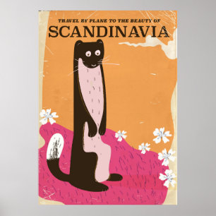 Vintage Skandinaviska reseaffisch. Poster