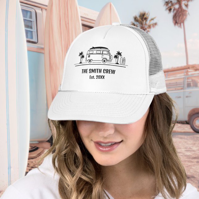 Vintage skåpbils-liv Surfargänget Keps (Vintage Van Life Surfer Crew Trucker Hat ©Susanne Sachers - Sunny Wanderlust 🌞✈️)