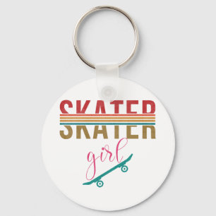 Vintage Skater Girl Skateboarder Skateboarding 80s Nyckelring
