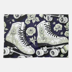 Vintage Skates, svartvitt Kökshandduk