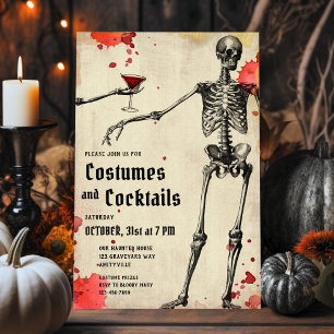 Vintage Skeleton Bloody Vuxen Halloween Inbjudan
