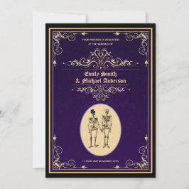 Vintage Skeleton Bröllop Förlovning Rehearsal Inbjudningar