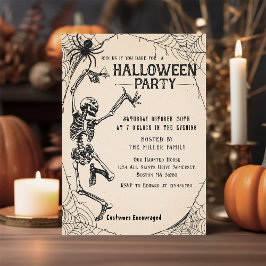 Vintage Skeleton Cocktail Vuxen Halloween fest Inbjudningar