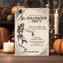 Vintage Skeleton Cocktail Vuxen Halloween fest Inbjudningar