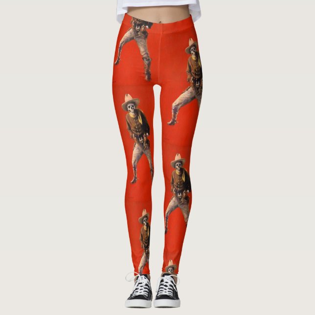 Vintage Skeleton Cowboy Leggings (Framsida)