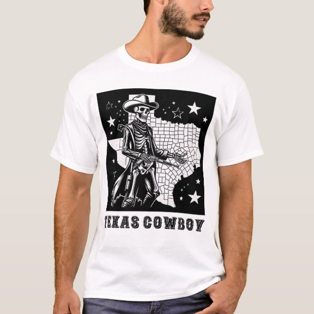 VINTAGE SKELETON COWBOY T SHIRT (Framsida)