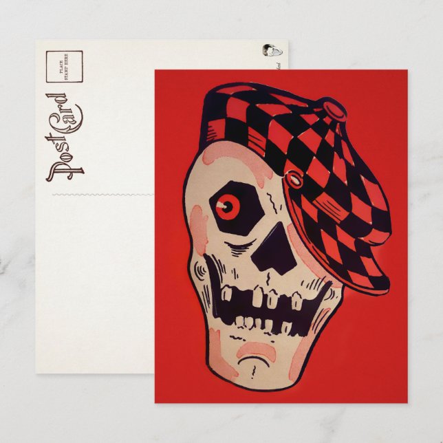 Vintage Skeleton Dekoration vykort (Fram/baksida)