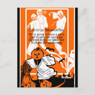 Vintage Skeleton Ghost Hälsning Vykort