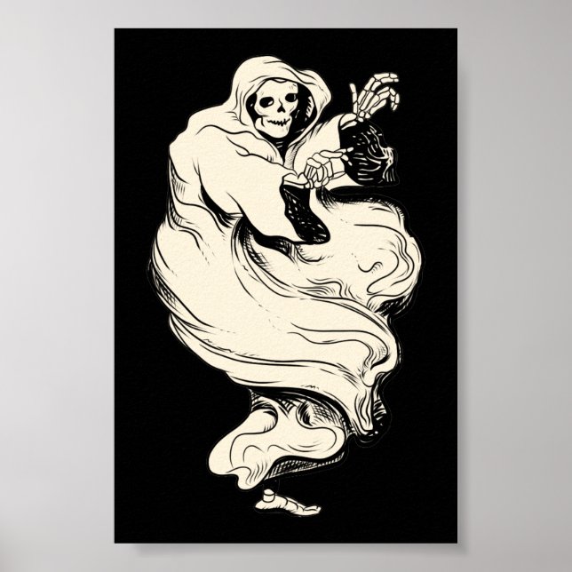 Vintage Skeleton Ghost Poster (Framsidan)