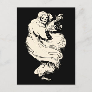 Vintage Skeleton Ghost Vykort