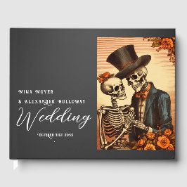 Vintage Skeleton Goth Photo Bröllop Guest Bok