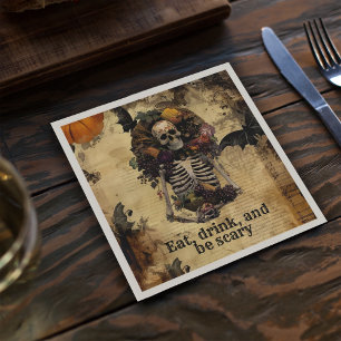 Vintage Skeleton Halloween Harvest Party Pappersservett