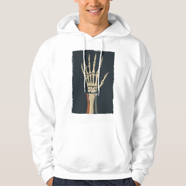 Vintage Skeleton Hand Anatomy Hoodie (Framsida)