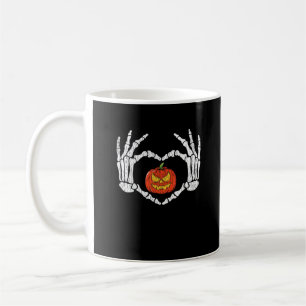 Vintage Skeleton Händer Heart Pumpkin Autumn Hallo Kaffemugg