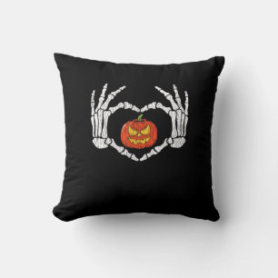 Vintage Skeleton Händer Heart Pumpkin Autumn Hallo Kudde