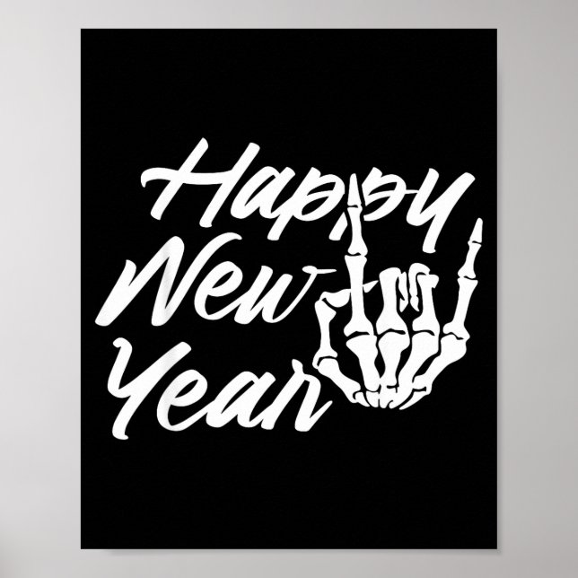 Vintage Skeleton Happy New Year Eve  Poster (Framsidan)