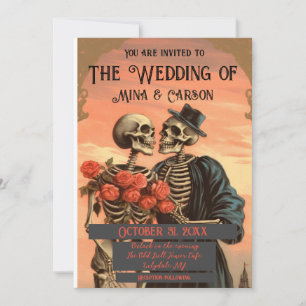 Vintage Skeleton, inbjudan till Goth Wedding