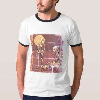 Vintage Skeleton Moonlit Scene Ringer T Shirt