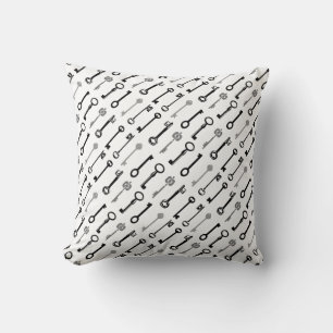 Vintage Skeleton Nyckel Pillow - fast rygg Kudde