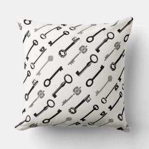 Vintage Skeleton Nyckel Pillow - nycklar båda sid Kudde