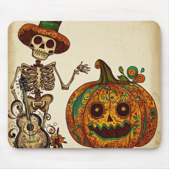 Vintage Skeleton/Pumpkin Day of the dead Musmatta (Framsidan)