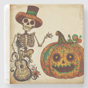 Vintage Skeleton/Pumpkin Day of the dead Stenunderlägg