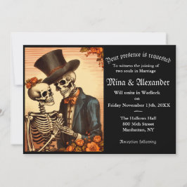 Vintage Skeleton QRC-bröllopsinbjudan