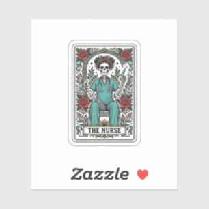 Vintage Skeleton Sjuksköterska Tarot Card Tröja De Klistermärken