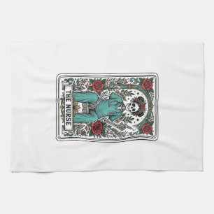 Vintage Skeleton Sjuksköterska Tarot Card Tröja De Kökshandduk