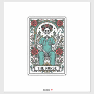 Vintage Skeleton Sjuksköterska Tarotkort Tröja Des Klistermärken